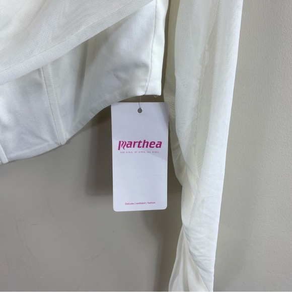 Parthea Off Shoulder High-low Hem Ruched Mesh Corset Top Blouse Sz XXL - Picture 6 of 15